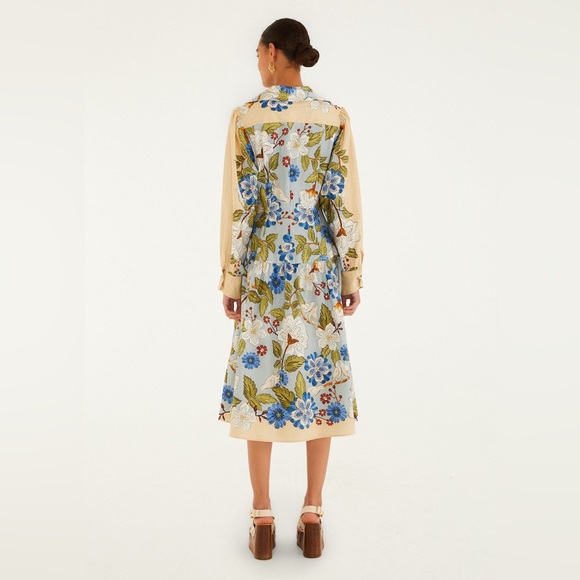 Farm Rio Sand Garden Scarf Long Sleeve Midi Dress - Picture 5 of 8